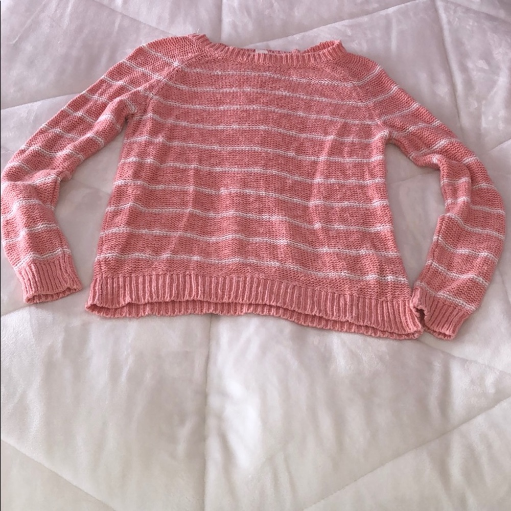 Coral Striped Sweater